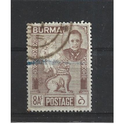 Burma.SG87 8a Gen.Aung San,Chinthe and Map of Burma (Brown).Fine Used.Jul25b