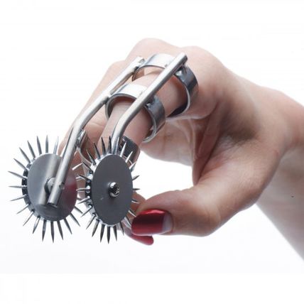 Spikes Double Finger Pinwheel Pin Wheel Massaging Tool Metal Wartenberg BDSM S&M