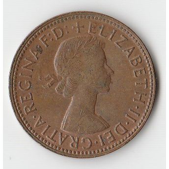 AUSTRALIA COIN - HALF PENNY 1964/ELIZABETH II/VF/Y DOT