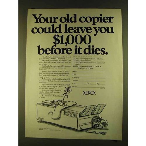 1980 Xerox Copiers Ad - Old Copier Could Leave $1000