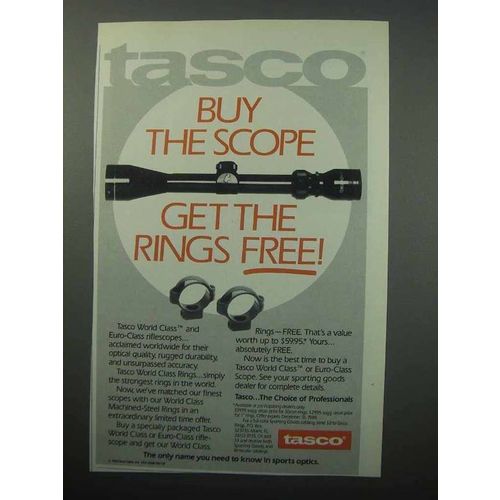 1988 Tasco Scopes Ad - Buy the Scope Get The Rings