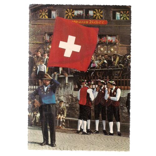 SWISS HERDSMEN FESTIVAL IN BURGLEN, SWITZERLAND unused vintage postcard #