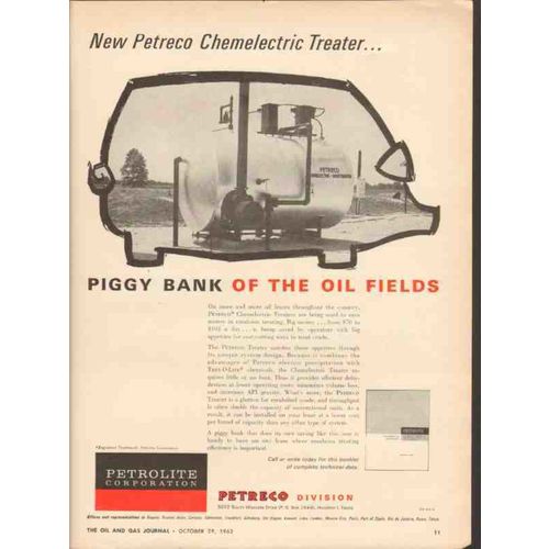 PETROLITE CORP 1962 Petreco Chemelectric Treater oil field vintage ad