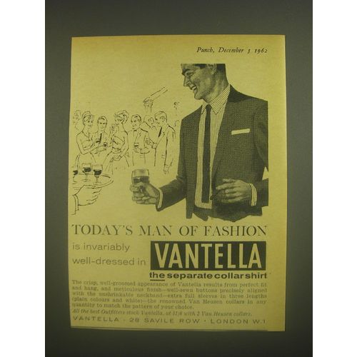 1962 Vantella Shirt and Van Heusen Collars Ad - Today's man of fashion