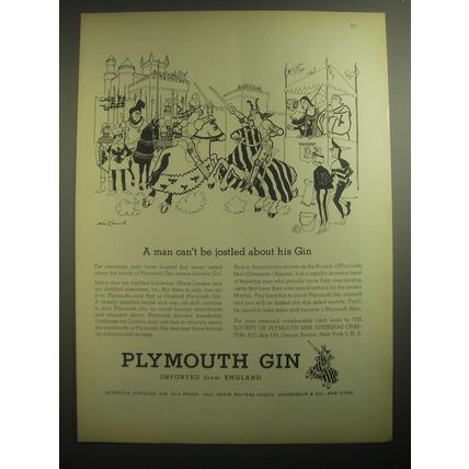 1959 Plymouth Gin Ad - A man can't be jostled about his Gin