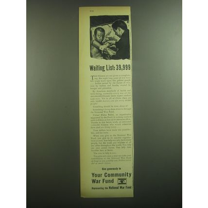 1945 National War Fund Ad - Waiting list: 39,999