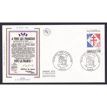 FRANCE 1990 50th ANNIV DE GAULLES CALL TO RESIST FDC