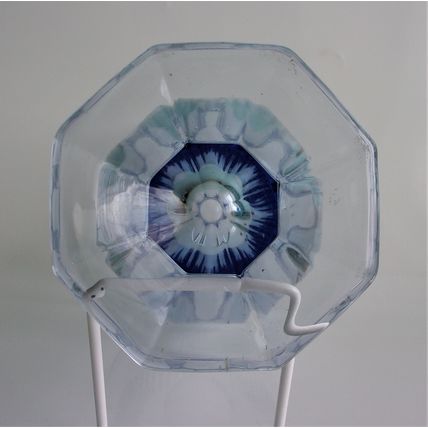 Art Deco Blue Glass Trumpet Vase. (Possibly Bernsdorf?)