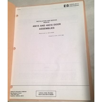 Hewlett Packard HP 40015 & 40016 Door Assemblies Installation and Service Manual