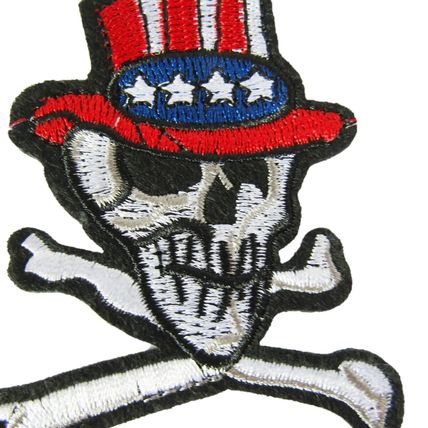 USA Skull and Crossbones Iron On Patch Motif Badge Quality Badge 6cm X 8cm P578