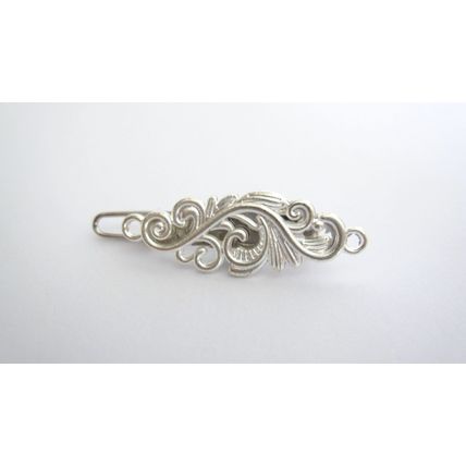 Small tiny lite silver metal filigree hair pin alligator clip barrette for fine
