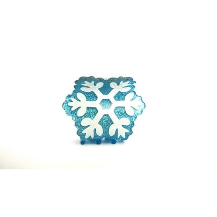 Medium/small blue and white glitter snowflake hair claw clip