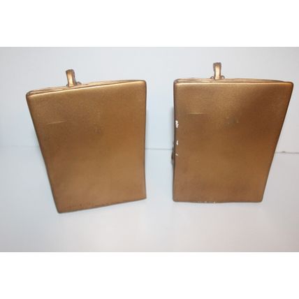 VTG MCM Bookends Gold Violin Universal Statuary Corp Pair of 1964 Art Decor Gift