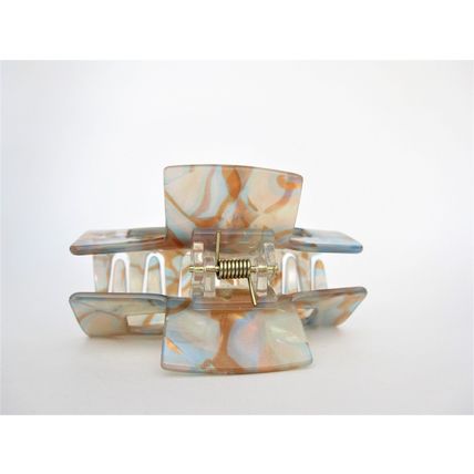 Blue and gold iridescent rectangle marbled hair claw clip
