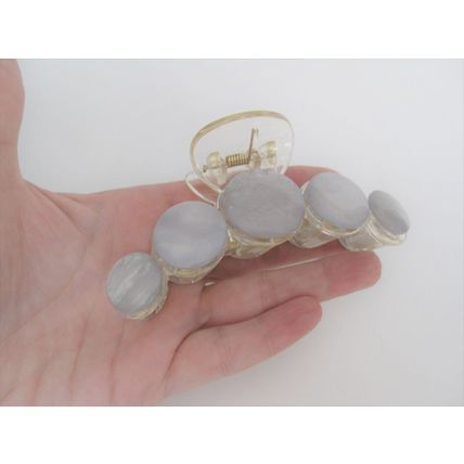 Large silver gray shiny shell effect hair claw clip