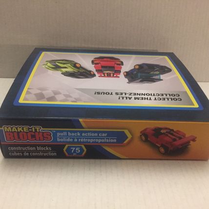 NEW Make It Blocks Pull Back Action Red Car - 75 pieces