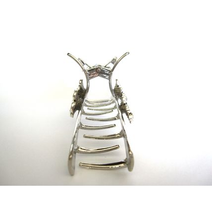 Long silver tone flower metal hair claw clip