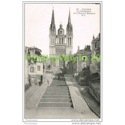 ANGERS, LA CATHEDRALE ET LE NOUVEL ESCALIER PC, FRANCE, c1920s, Postcard
