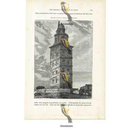 Tower Of Hercules, Lighthouse, Coruna, Spain, Book Illustration (Print), 1880