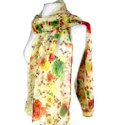 Scarf - Rose Print w/ White Flocks - SF-FS1236LE