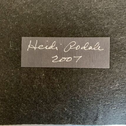 Heidi Rodale Glass Decoupage Tray "Postage Stamps" Robert Rodale Signed 2007 10"