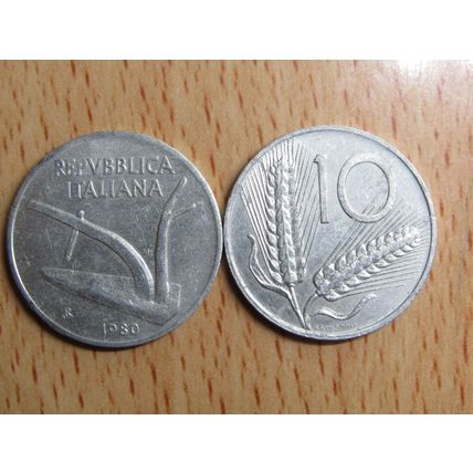 Italy 1980 10 Lire Coin