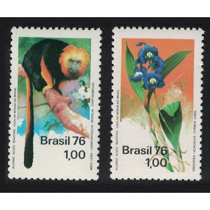 Brazil Tamarin Monkey Orchid Nature Protection 2v 1976 MNH SG#1589-1590