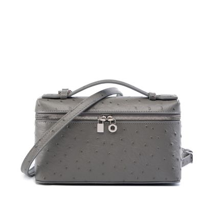 Women's Genuine Leather Makeup Bag Shoulder and Crossbody Phone Bag Grey