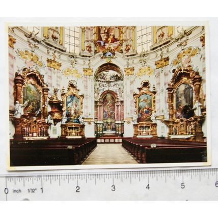 1962 postcard Kloster Ettal, Benedictine Monastery interior