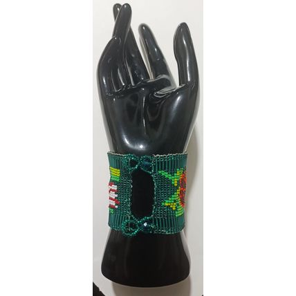 Traditional Huichol Art. Mexico Glass Seed Beads Bracelet. Legendary birds 2