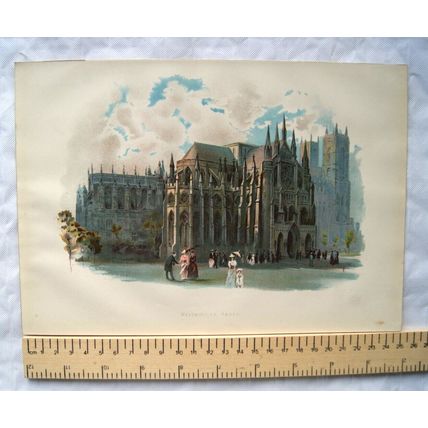 Vintage: coloured engraving - Westminster Abbey