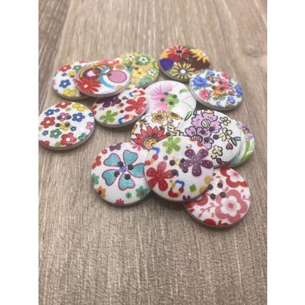 25mm Flower Buttons Wooden Mixed Knitting Adult Cardigans Sewing 4 Hole Crafts