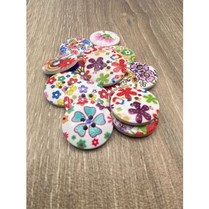 25mm Flower Buttons Wooden Mixed Knitting Adult Cardigans Sewing 4 Hole Crafts