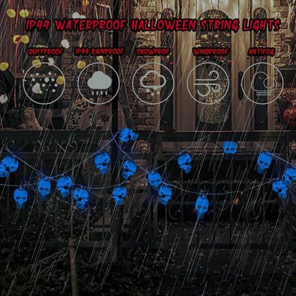 Halloween Skull Lights w/ Remote-Indoor/Outdoor-30 LED Lights-8 Modes-RED-NEW