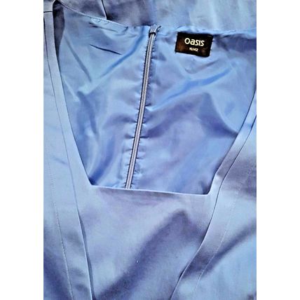 Oasis Blue Cobalt Cotton Fit & Flare Dress Belt 16 UK