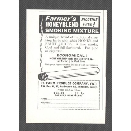 SURREY Farmer's HONEYBLEND SMOKING MIXTURE :- Original Vintage 1955 Advert