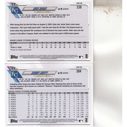 KRIS BUBIC & DANNY DUFFY AUTOGRAPHED 2021 KNSAS CITY ROYALS ALL-STAR PLAYERS