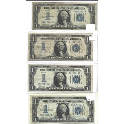 Lot of 4 1934 US Funny Back Silver certificates VF