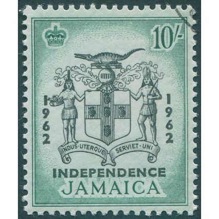 Jamaica 1962 10s black & blue-green Independence SG191 CTO