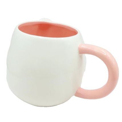 White Rabbit Mug with Pink Handle Ceramic 9.5 CM Not Microwave/Dishwasher Safe