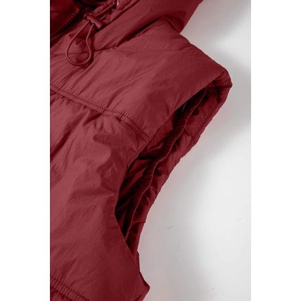 Clay Zip-up Side Pockets Hooded Puffer Vest