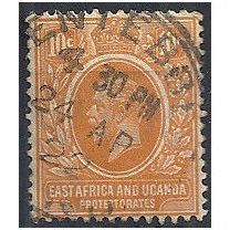 East Africa & Uganda Protect 1921 SG68 1c Orange Fine Used .