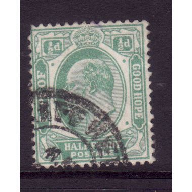 CAPE OF GOOD HOPE 1902 SG70 1/2d GREEN FINE USED #3
