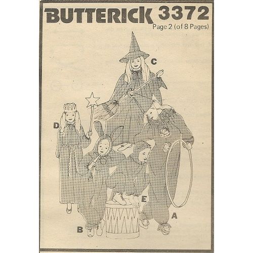 Butterick 3372 Sewing Pattern Girls Halloween Costume Size S M L Cat Bunny Witch