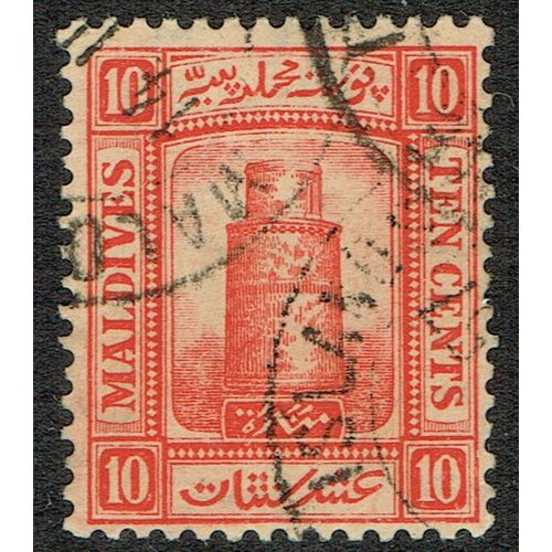 Maldives 1909 Minaret 10c Carmine SG10 FU