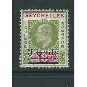 seychelles stamp sg58 sg 58 hm crown ca unused no gum paper stuck to rear