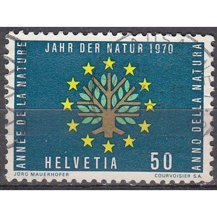 Helvetia 1970 Michel 932 O Cote (2009) 0.70 € Année de la nature Cachet rond
