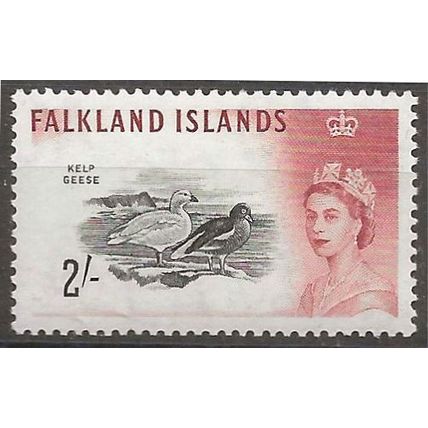 Falkland Islands 1960 SG204 2/- Black & Brownish-Red Mounted Mint .
