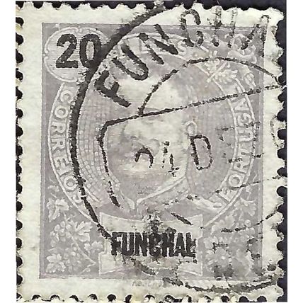 FUNCHAL, King Carlos I, Republica, grey 1897, 20reis