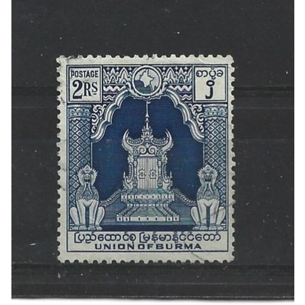 Burma.SG111 2r Lion Throne (Blue).Fine Used.Jul25b